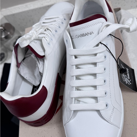 Dolce & Gabbana White and Burgundy Sneakers - Picture 3 of 7